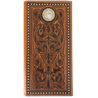 Roper Tooled Rodeo Wallet- Leather Tan