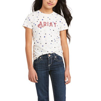 ON SALE Ariat Girls Real Bespangled S/S Tee Luffing White