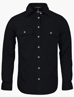 Men's Pilbara Collection Full Button L/S Shirt Black