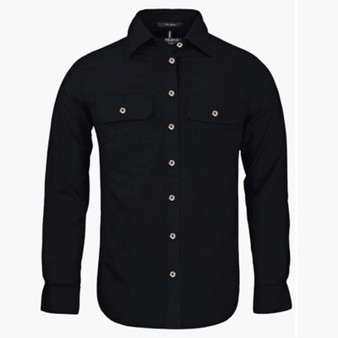 Men's Pilbara Collection Full Button L/S Shirt Black