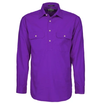 Men's Pilbara Collection Full Button L/S Shirt - Purple