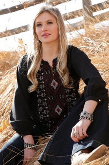 ON SALE Cinch Women's Arrow Peasant Blouse-Black