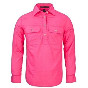 Women's Pilbara Closed Front L/S Shirt - Hot Pink