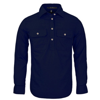 Pilbara Women's Closed Front L/S Shirt - French Navy