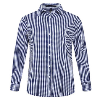 Pilbara Collection Women's Check L/S Shirt Navy-White Check