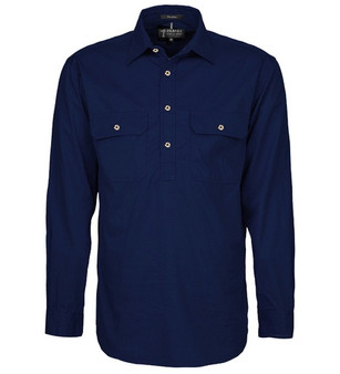 Pilbara Mens Closed Front L/S Workshirt French Navy