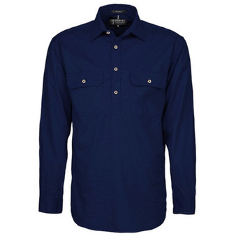Pilbara Mens Closed Front L/S Workshirt - French Navy
