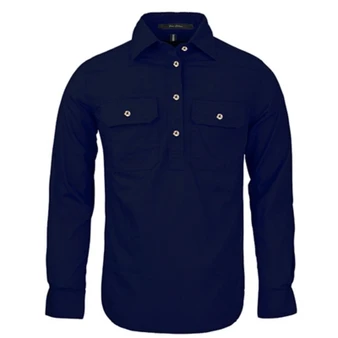Pilbara Mens Closed Front L/S Workshirt - French Navy