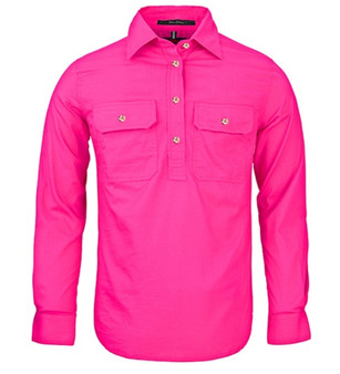 Pilbara Women's Closed Front L/S Shirt Fuschia