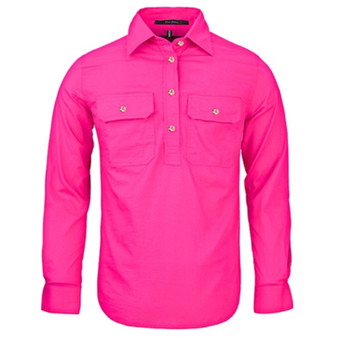 Pilbara Women's Closed Front L/S Shirt - Fuschia