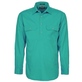Pilbara Mens Closed Front L/S Workshirt - Jade