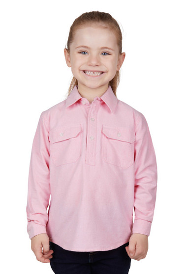 ON SALE Hard Slog Kids Jas H/Plkt L/S Shirt Pink