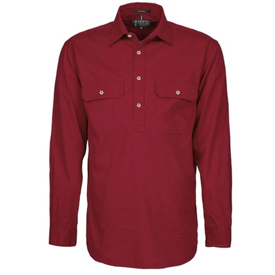 Pilbara Mens Closed Front L/S Workshirt - Ochre