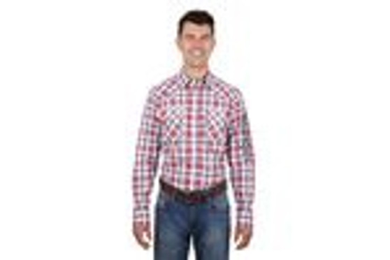 Wrangler Men's Dan Logo L/S Shirt - White/ Red