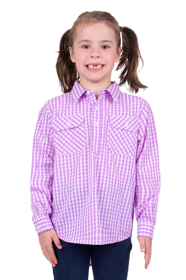 Hard Slog Kids Ayla 1/2 Plkt L/S Shirt Lavender