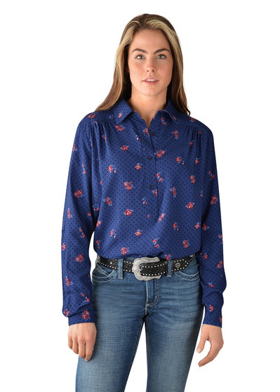 Wrangler Women's Madden L/S Shirt Navy/Multi