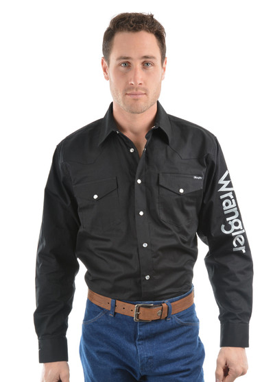 Wrangler Men's Logo L/S Rodeo Drill Shirt