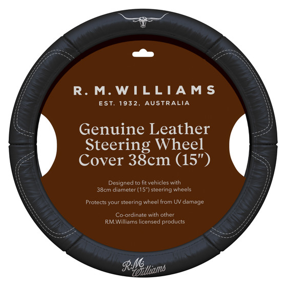 R.M. Williams Leather Steering Wheel Cover- 15"