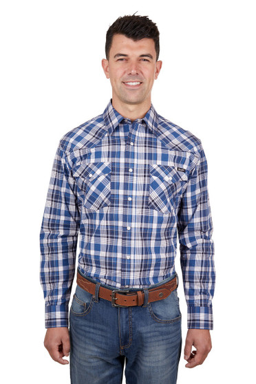 Wrangler Men's Nigel L/S Western Shirt Navy/Blue