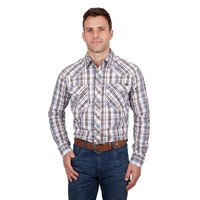 Pure Western Men's Evan L/S Shirt - White/ Tan