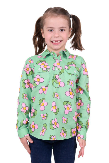 Hard Slog Kid's Candy 1/2 PLKT L/S Shirt - Green