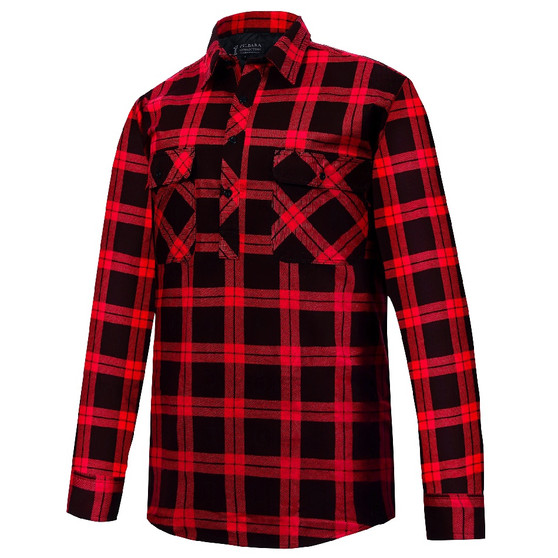 ON SALE Pilbara  Adults Closed Front Flannelette Shirt - Red/Black