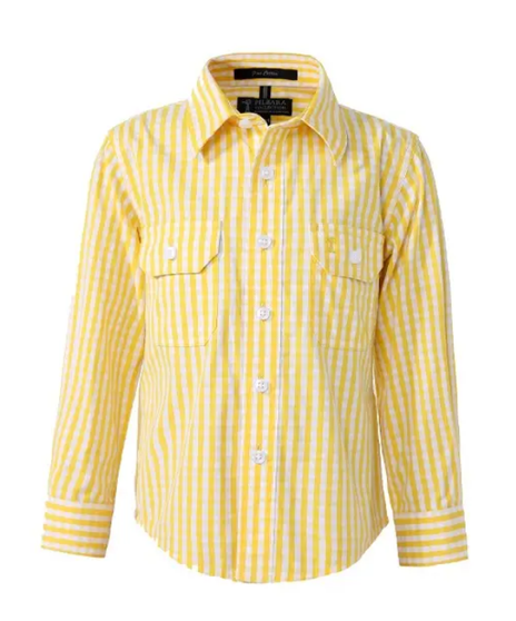Pilbara Kids L/S Workshirt Yellow/White Check