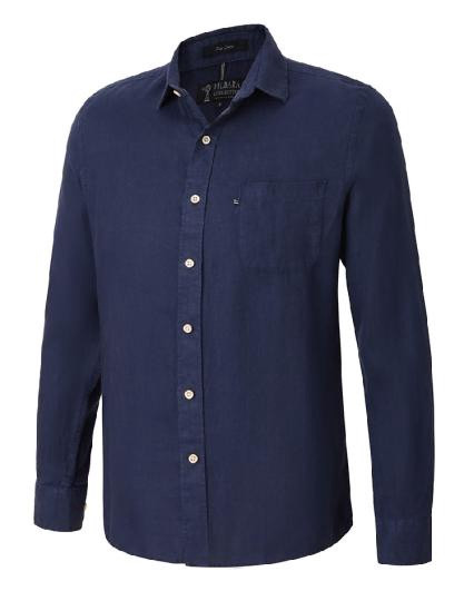 ON SALE Pilbara Men's Long Sleeve Linen Shirt - Navy