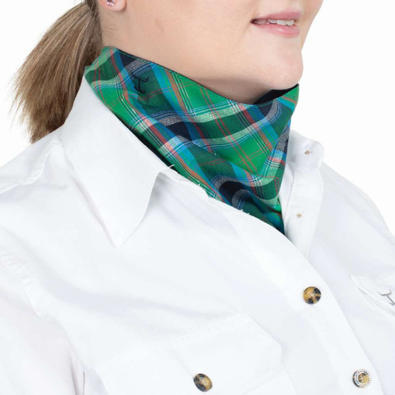 Just Country Women's - Carlee Scarf Double Sided  Ivy Lurex Plaid - Navy
