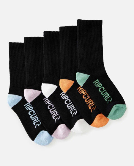 Rip Curl School Crew Sock 5PK Boy - Multicolor Black