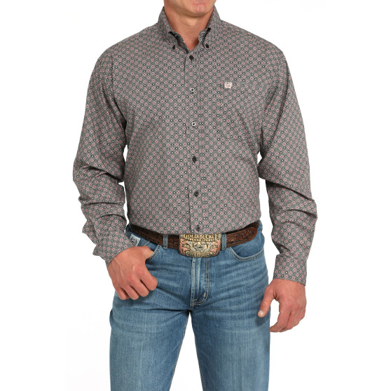 Cinch Men's Medallion Print L/S Western Shirt - Grey