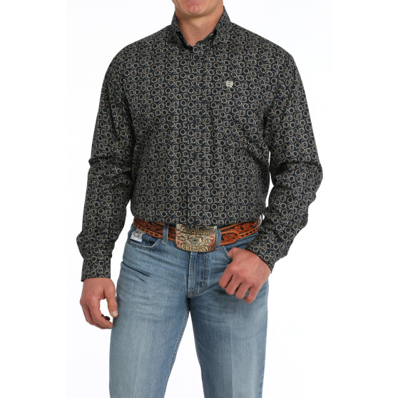 Cinch Men's "Lasoo Rope Circles" Western Shirt - Navy