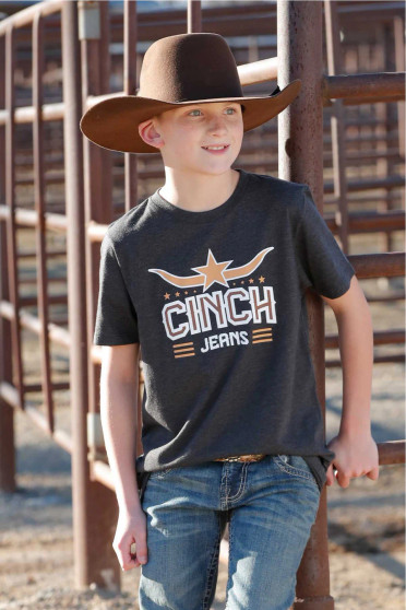 Cinch Kid's "Cinch Jeans" Tee - Charcoal