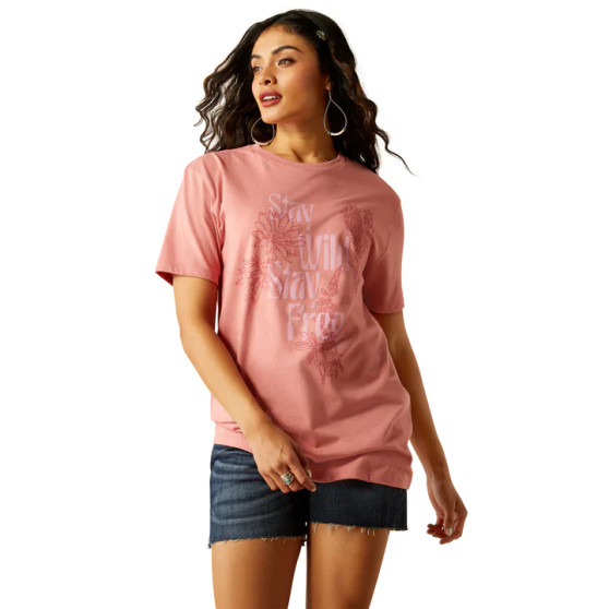 Ariat Women's "Stay Wild" SS Tee - Dusty Rose