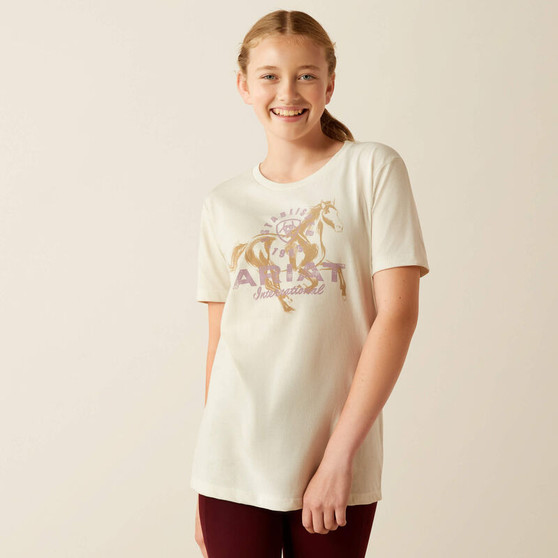 Ariat Girl's "Medallion" SS Tee - Natural