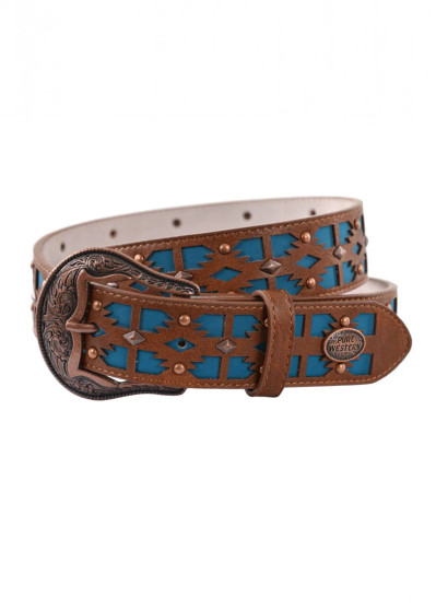 ON SALE Womens Adele Belt -Tan/Teal