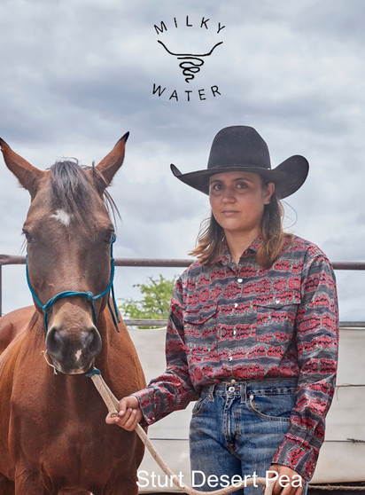 Milky Water Unisex L/S  Western Button  Shirt - Sturt Desert Pea