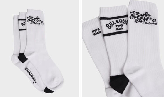 Billabong Women's Good Times 3pk Socks - Black/White