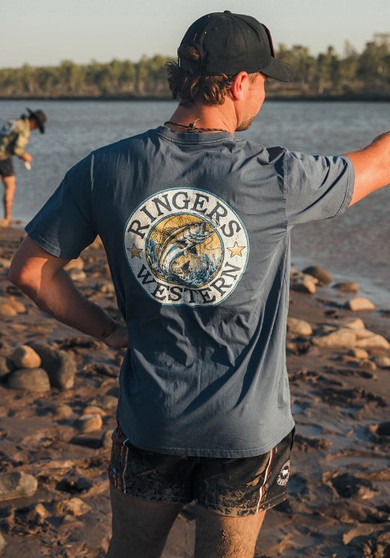 Ringers Western Men's Big Catch Loose Fit T-Shirt - Washed Navy