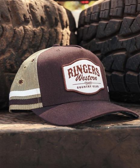 Ringers Western Country Club Deep Fit Trucker Cap - Saddle Brown