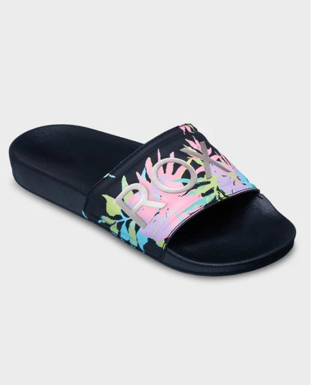 Roxy Girls Slippy II Printed Slide - Black Multi