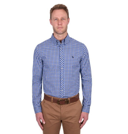 Thomas Cook Mens James Tailored LS Shirt - Royal/ Yellow