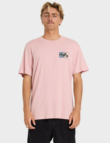 ON SALE Billabong Men's Crayon Wave Premium Tee - Vintage Pink
