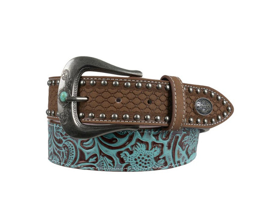 Pure Western Women's Brielle Belt - Tan/ Turquise