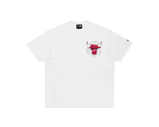 New Era Mens Barbed Wire Chicago Bulls  Tee- White