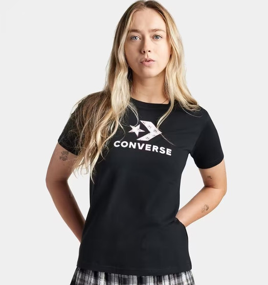 ON SALE Converse Women " Star Chevron Infill" Tee - Black
