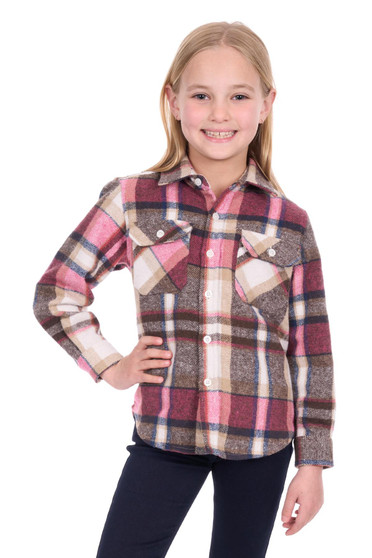 Hard Slog Kids Ori L/S Thermal Shirt - Pink/ Tan
