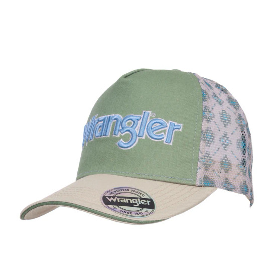Wrangler Womens Nat Ponytail Trucker Cap - Sage/ Off  White
