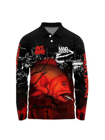 Mad Keen Men's Jack 25 Polo Fishing Shirt - Black/ Red