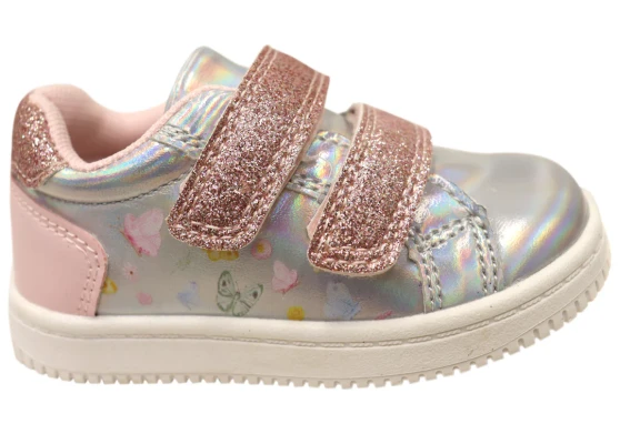 Grosby Girls Sugar Kids Adjustable Strap  Shoes -  Silver/Pink